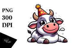 Ridiculously Cute Cartoon Cow PNG Product Image 1