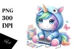 Cute Baby Unicorn Programmer Clipart Product Image 1