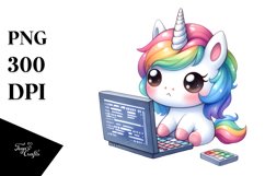 Cute Baby Unicorn Programmer Clipart Product Image 3