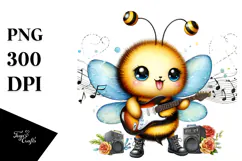 Cute Baby Bee with Rocker Look PNG Product Image 1