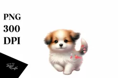 Colorful Cute Dog Tumbling with Petals | Clipart Product Image 3