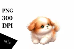 Colorful Cute Dog Tumbling with Petals | Clipart Product Image 1