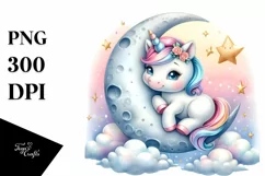 Moon Baby Unicorn | Clipart Product Image 1