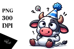 Cow with Party Hat, High-Res PNG Product Image 1