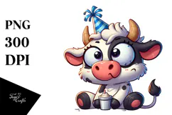 Cow with Party Hat, High-Res PNG Product Image 1
