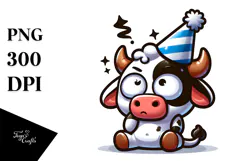 Cow with Party Hat, High-Res PNG Product Image 1