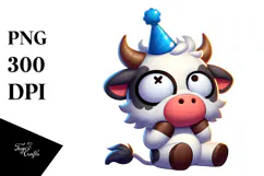 Cow with Party Hat, High-Res PNG Product Image 1