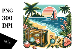 Retro Tropical Island Suitcase, 20 oz Tumbler Product Image 1