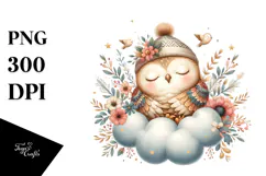 Cute Baby Owl Dressed for Summer, PNG Product Image 1