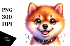 Cute Watercolor Shiba Inu with Big Eyes PNG Product Image 1
