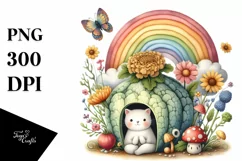 Cat House Rainbow Bird Butterfly Sublimation Clipart Product Image 3
