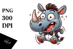 Silly Cartoon Rhino PNG Product Image 1