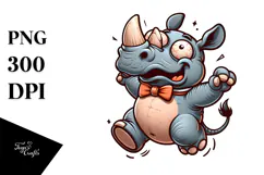 Silly Cartoon Rhino PNG Product Image 1