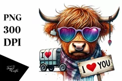Highland Calf with Sunglasses PNG Product Image 1