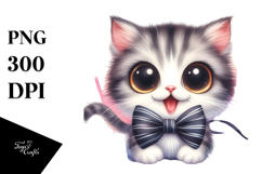 Enthusiastic Cat with Bow and Tie, Transparent PNG Product Image 1