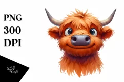 Funny Highland Cow with es PNG Product Image 1