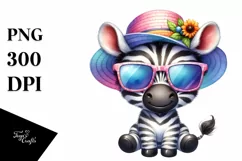 Colorful Baby Zebra with Sunglasses | Clipart Product Image 1