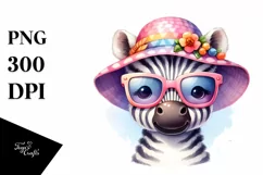 Colorful Baby Zebra with Sunglasses | Clipart Product Image 1