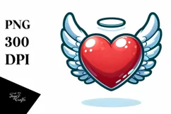 Cartoon Heart with Wings PNG Product Image 1