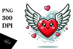 Cartoon Heart with Wings PNG Product Image 1