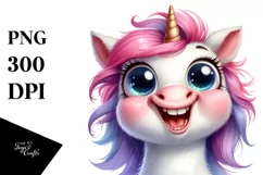 Funny Baby Expressive Unicorn Portrait PNG Product Image 3
