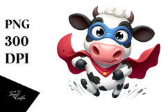 Holstein Cow with Superhero Cape, Vibrant PNG Product Image 1