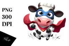 Holstein Cow with Superhero Cape, Vibrant PNG Product Image 1