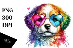 Puppy with Sunglasses and Heart Sign PNG Product Image 1