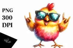 Funny Chicken with Rocker Sign | Clipart Product Image 3