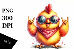 Funny Chicken with Rocker Sign | Clipart Product Image 1