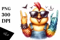 Funny Chicken with Rocker Sign | Clipart Product Image 3