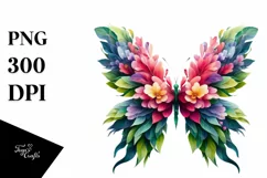Abstract Vibrant Butterfly with Leaf Body PNG Product Image 3