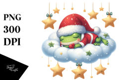 Cute Baby Frog Sleeping on the Cloud PNG Product Image 1