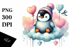 Colorful Penguin on Cloud, Transparent PNG Product Image 1