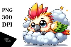 Baby Cockatoo Napping on a Cloud, PNG Product Image 1