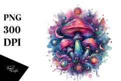 Vibrant Celestial Mushroom, High-Res PNG Product Image 1