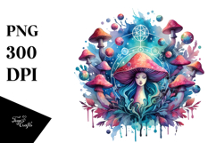 Magical Celestial Mushroom, Vibrant PNG Product Image 1