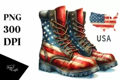 Detailed Boots USA Colors | Sublimation Clipart Product Image 1