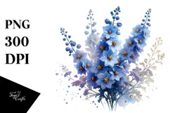 Delphinium Watercolor Splash PNG Product Image 1