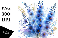 Delphinium Watercolor Splash PNG Product Image 1