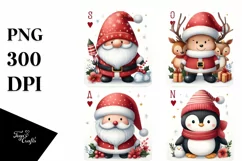 Cute Christmas Characters Playing Cards PNG Product Image 3