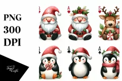 Cute Christmas Characters Playing Cards PNG Product Image 1