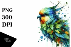 Vibrant Watercolor Bird PNG Product Image 1