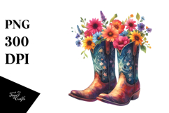 Colorful Cowboy Boots,Flower Pot with Flowers Clipart Product Image 1