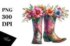 Colorful Cowboy Boots Flower Pot Clipart Product Image 1