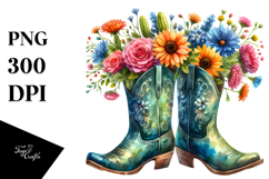 Colorful Cowboy Boots Flower Pot Clipart Product Image 1