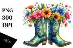 Colorful Cowboy Boots Flower Pot Clipart Product Image 1