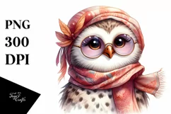 Washed Owl with Silk Scarf | Clipart Product Image 3
