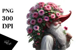 Detailed Gnome with Impatiens Bouquet | Digital Painting Product Image 1
