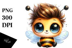 Cute Baby Bee with Cool Haircut PNG Product Image 1